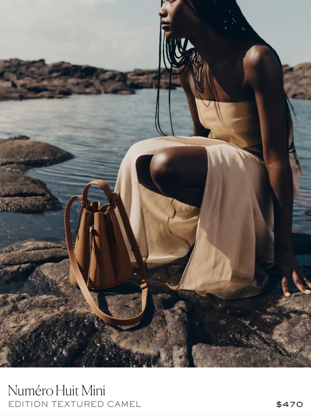 Mini Textured Camel Drawstring Bag - Picture 4 of 11